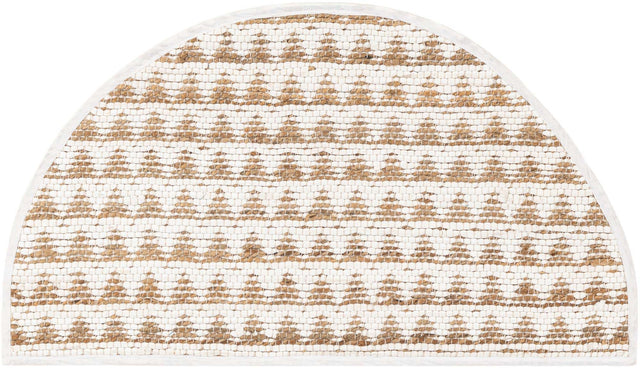 White 2' 2 x 4' Chindi Jute Semicircle Hearth Rug