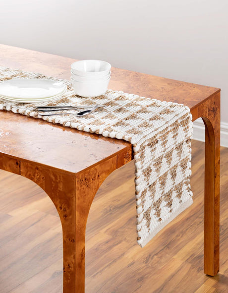 White 1' 2 x 6' 1 Chindi Jute Table Runner