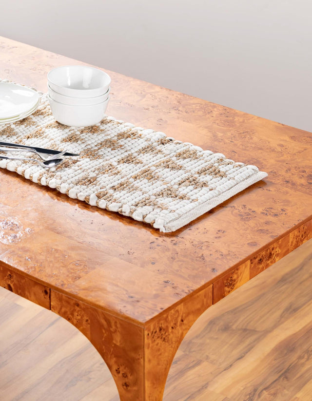 White 1' 2 x 8' Chindi Jute Table Runner