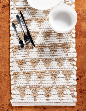 White 1' 2 x 6' 1 Chindi Jute Table Runner