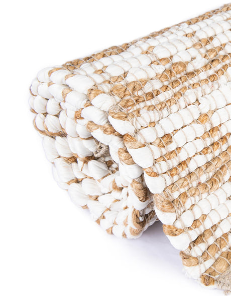 White 1' 2 x 10' Chindi Jute Table Runner