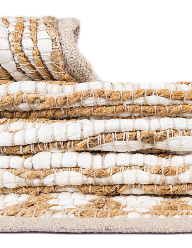 White 1' 2 x 10' Chindi Jute Table Runner