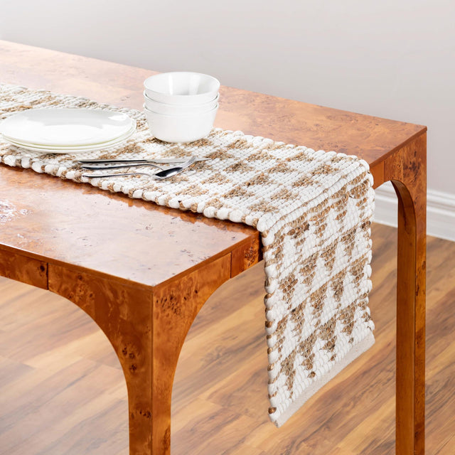 White 1' 2 x 10' Chindi Jute Table Runner