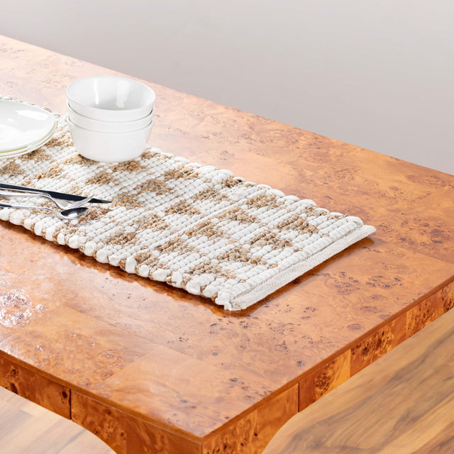 White 1' 2 x 10' Chindi Jute Table Runner