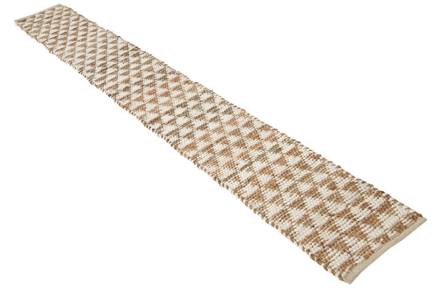 White 1' 2 x 10' Chindi Jute Table Runner