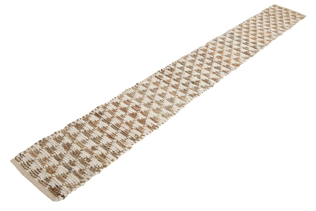 White 1' 2 x 10' Chindi Jute Table Runner