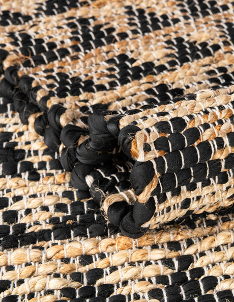 Black 2' 2 x 3' 7 Chindi Jute Hearth Half-Round Semicircle Area Rug Interior Design Home Decor Carpet Mat for Sale at Rug Engine