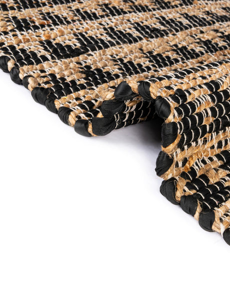 Black 2' 2 x 3' 7 Chindi Jute Hearth Half-Round Semicircle Area Rug Interior Design Home Decor Carpet Mat for Sale at Rug Engine