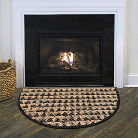 Black 2' 2 x 3' 7 Chindi Jute Hearth Half-Round Semicircle Area Rug Interior Design Home Decor Carpet Mat for Sale at Rug Engine