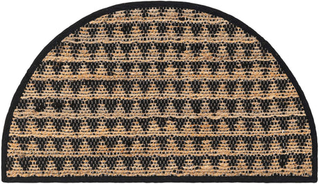 Black 2' 2 x 4' Chindi Jute Semicircle Hearth Rug