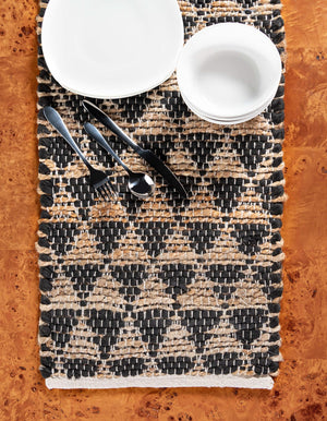 Black 1' 2 x 4' 1 Chindi Jute Table Runner