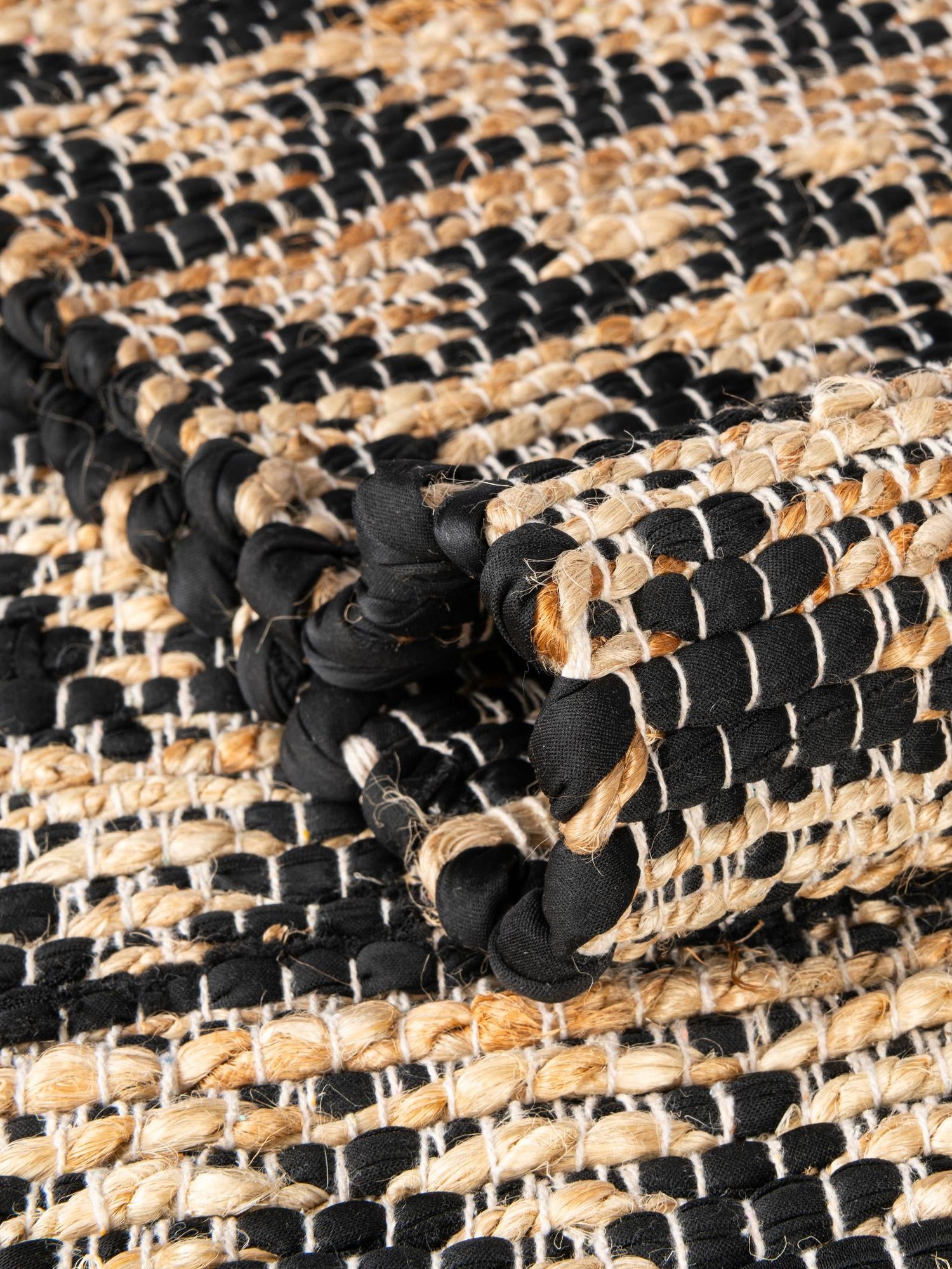 Black 1' 2 x 5' 1 Chindi Jute Table Runner Area Rug Decorative Dining Room Kitchen All Natural Material Table Cover Interior Design Home Decor Carpet Mat for Sale at Rug Engine