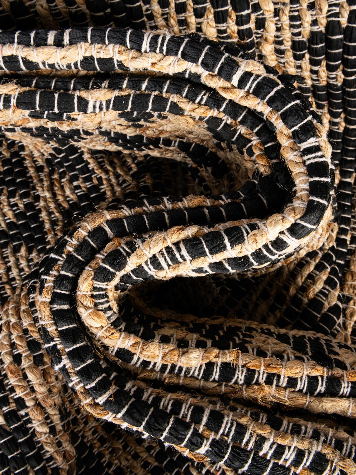 Black 1' 2 x 5' 1 Chindi Jute Table Runner Area Rug Decorative Dining Room Kitchen All Natural Material Table Cover Interior Design Home Decor Carpet Mat for Sale at Rug Engine