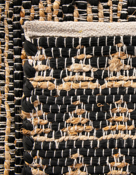 Black 1' 2 x 5' 1 Chindi Jute Table Runner Area Rug Decorative Dining Room Kitchen All Natural Material Table Cover Interior Design Home Decor Carpet Mat for Sale at Rug Engine