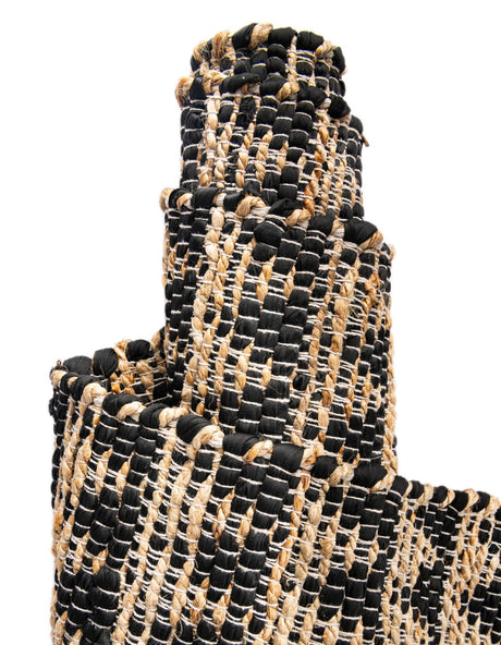 Black 1' 2 x 5' 1 Chindi Jute Table Runner Area Rug Decorative Dining Room Kitchen All Natural Material Table Cover Interior Design Home Decor Carpet Mat for Sale at Rug Engine