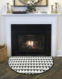 White Black 2' 2 x 4' Chindi Jute Semicircle Hearth Rug