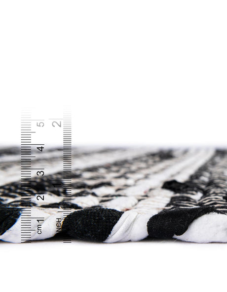 Black and White 2' 2 x 3' 7 Chindi Jute Hearth Half-Round Semicircle Area Rug Interior Design Home Decor Carpet Mat for Sale at Rug Engine