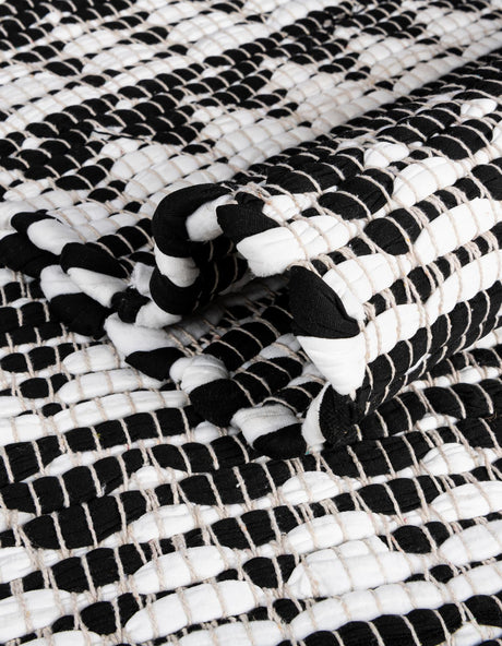 Black and White 2' 2 x 3' 7 Chindi Jute Hearth Half-Round Semicircle Area Rug Interior Design Home Decor Carpet Mat for Sale at Rug Engine