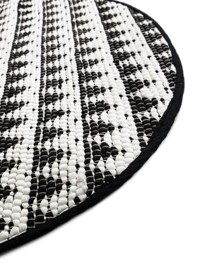 White Black 2' 2 x 4' Chindi Jute Semicircle Hearth Rug