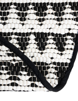 White Black 2' 2 x 4' Chindi Jute Semicircle Hearth Rug