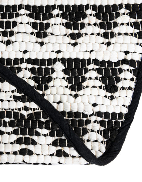 Black and White 2' 2 x 3' 7 Chindi Jute Hearth Half-Round Semicircle Area Rug Interior Design Home Decor Carpet Mat for Sale at Rug Engine