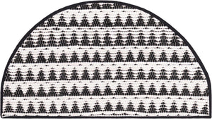 White Black 2' 2 x 4' Chindi Jute Semicircle Hearth Rug