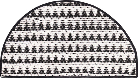 White Black 2' 2 x 4' Chindi Jute Semicircle Hearth Rug