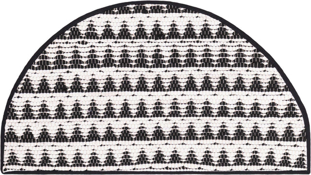 White Black 2' 2 x 4' Chindi Jute Semicircle Hearth Rug