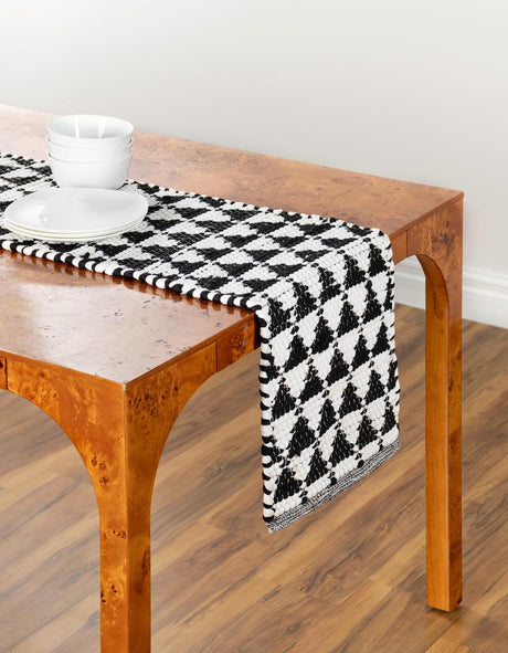 White Black 1' 2 x 6' 1 Chindi Jute Table Runner