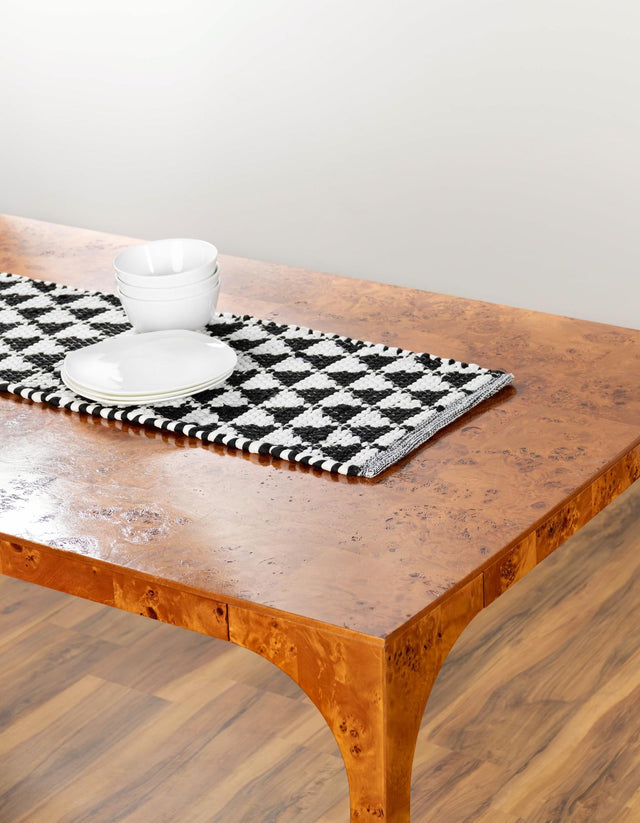 White Black 1' 2 x 8' Chindi Jute Table Runner