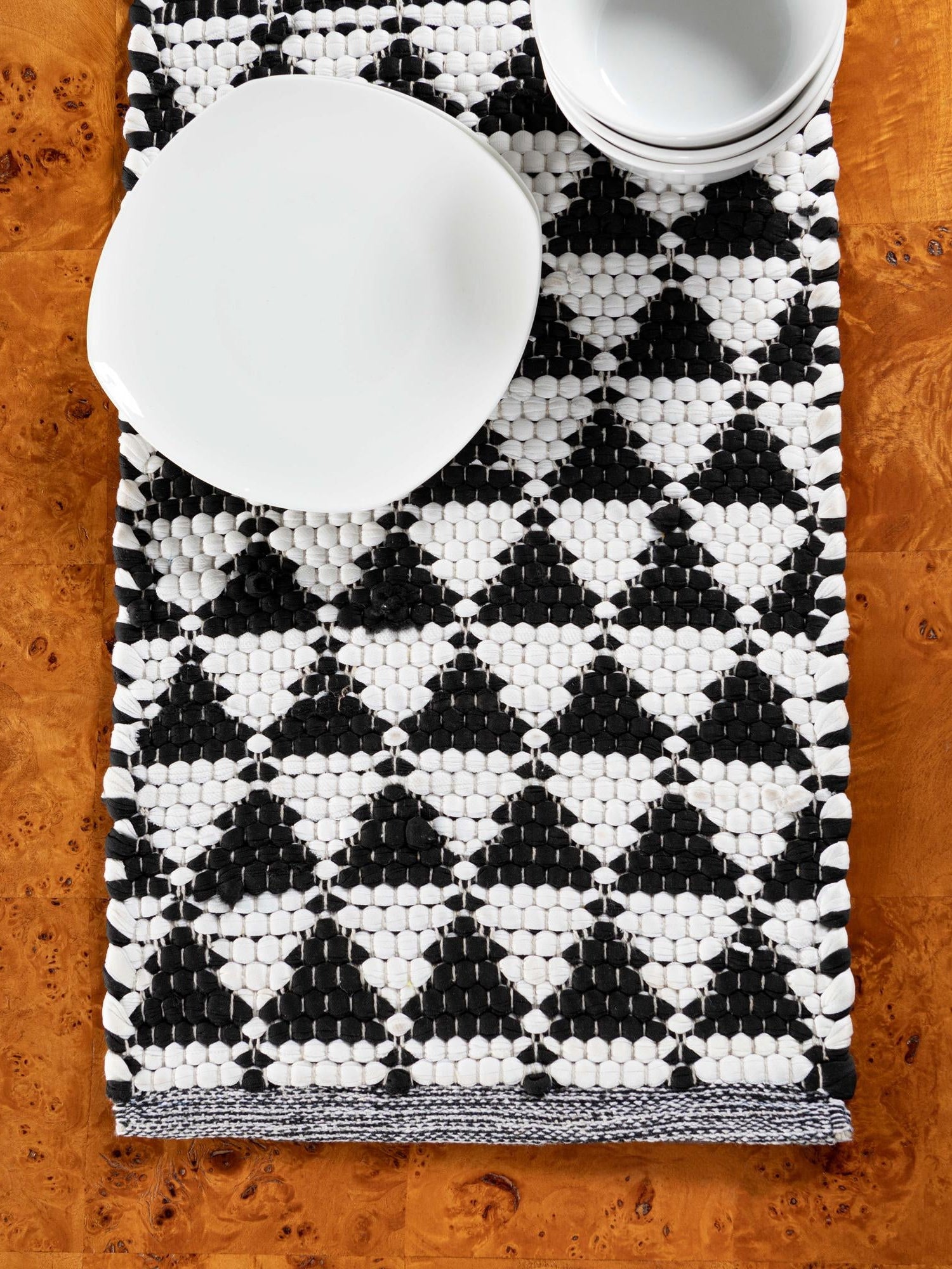 Black and White 1' 2 x 6' 1 Chindi Jute Table Runner Area Rug Decorative Dining Room Kitchen All Natural Material Table Cover Interior Design Home Decor Carpet Mat for Sale at Rug Engine