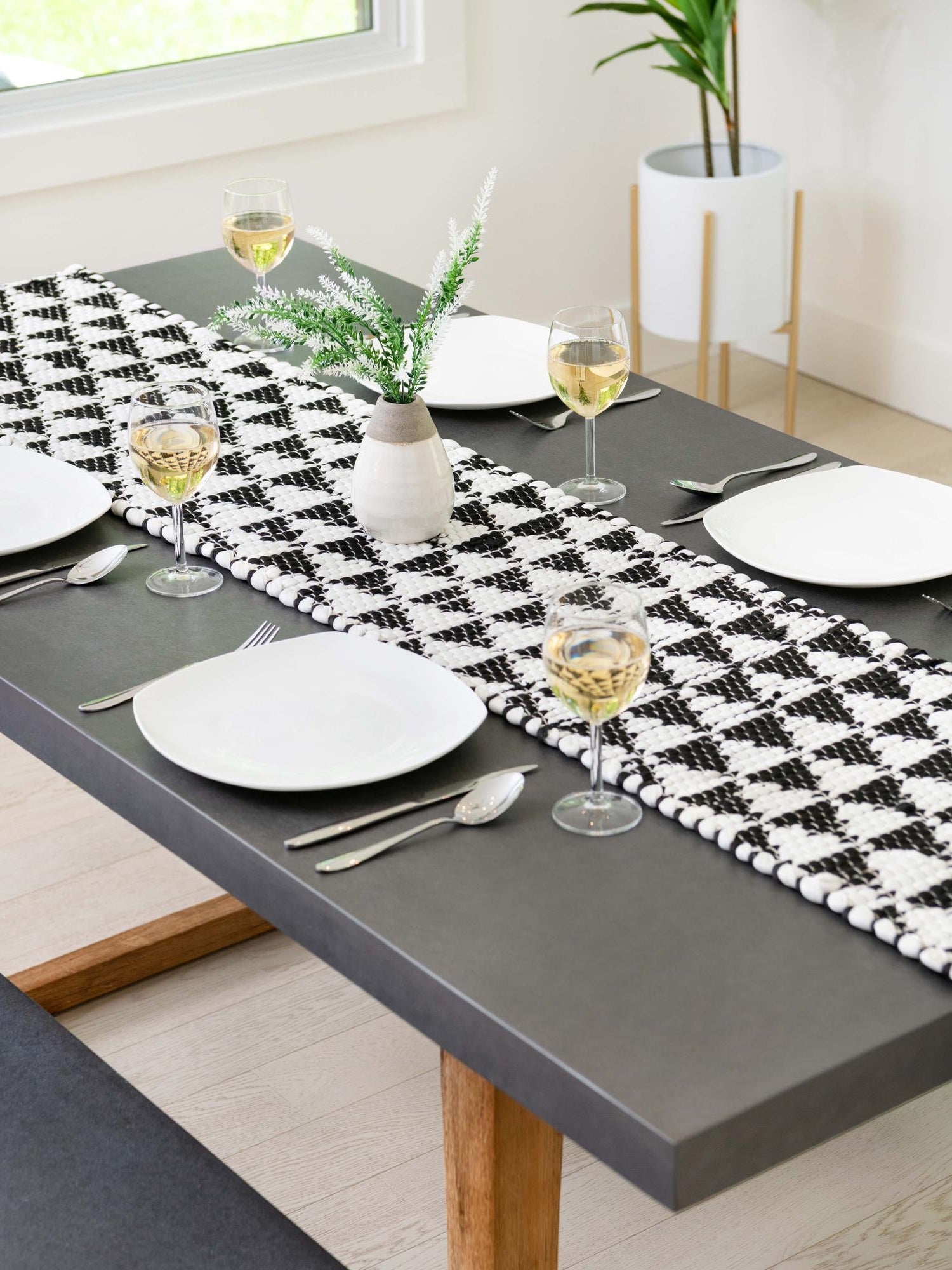 Black and White 1' 2 x 8' Chindi Jute Table Runner Area Rug Decorative Dining Room Kitchen All Natural Material Table Cover Interior Design Home Decor Carpet Mat for Sale at Rug Engine