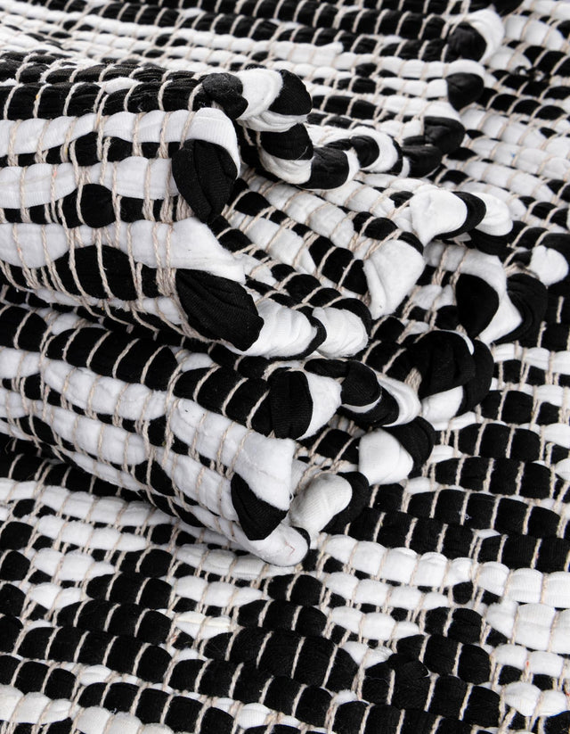 White Black 1' 2 x 8' Chindi Jute Table Runner