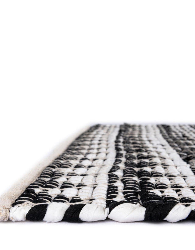 White Black 1' 2 x 8' Chindi Jute Table Runner