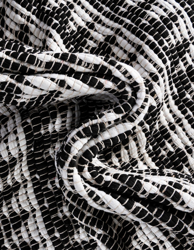 White Black 1' 2 x 8' Chindi Jute Table Runner
