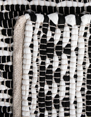 White Black 1' 2 x 8' Chindi Jute Table Runner