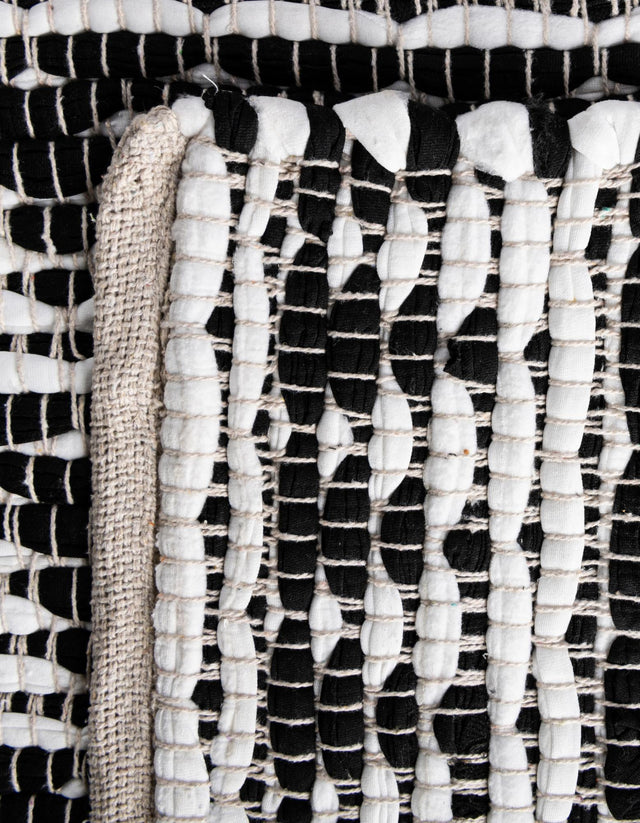 White Black 1' 2 x 8' Chindi Jute Table Runner