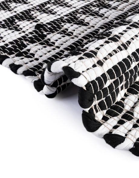 White Black 1' 2 x 8' Chindi Jute Table Runner