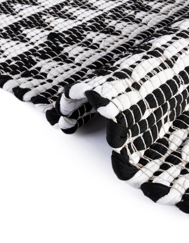 White Black 1' 2 x 8' Chindi Jute Table Runner