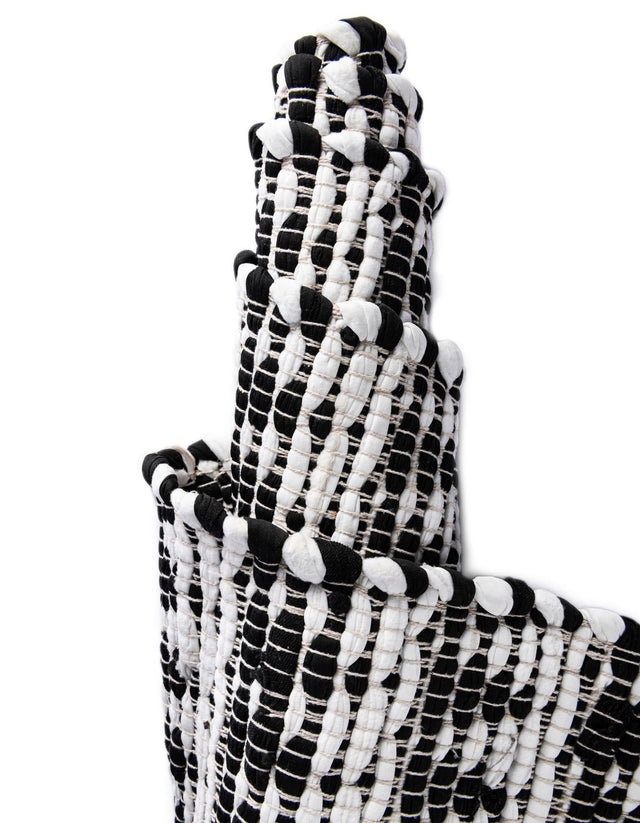 White Black 1' 2 x 8' Chindi Jute Table Runner