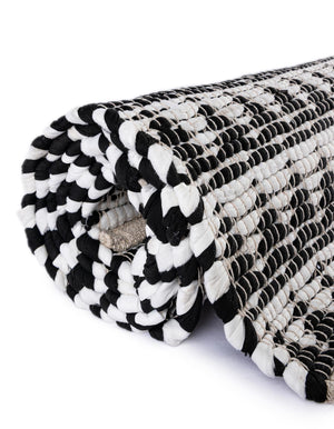 White Black 1' 2 x 8' Chindi Jute Table Runner
