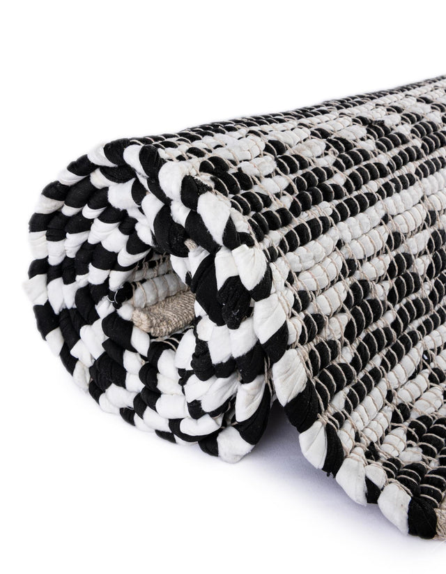 White Black 1' 2 x 8' Chindi Jute Table Runner
