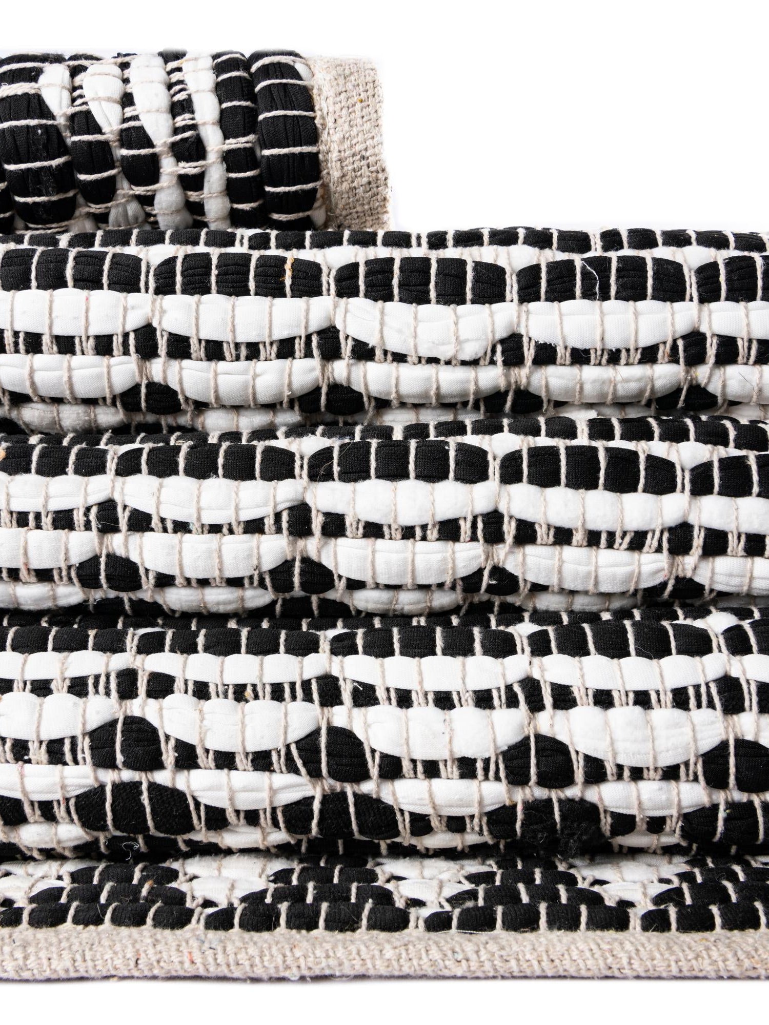 Black and White 1' 2 x 8' Chindi Jute Table Runner Area Rug Decorative Dining Room Kitchen All Natural Material Table Cover Interior Design Home Decor Carpet Mat for Sale at Rug Engine