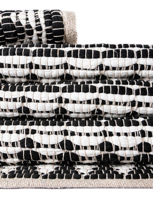 White Black 1' 2 x 8' Chindi Jute Table Runner