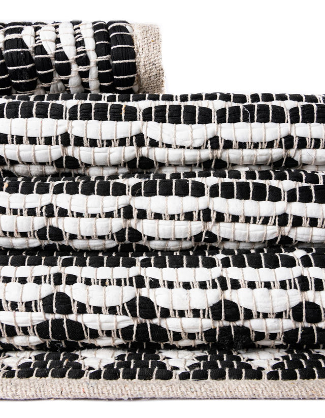 White Black 1' 2 x 8' Chindi Jute Table Runner