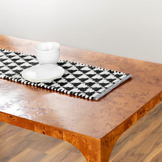 White Black 1' 2 x 8' Chindi Jute Table Runner