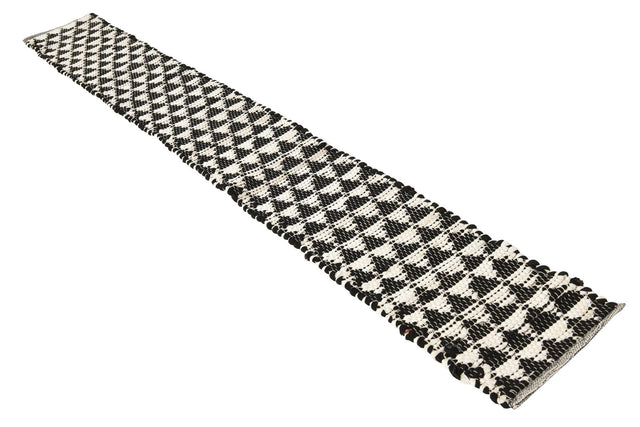 White Black 1' 2 x 10' Chindi Jute Table Runner