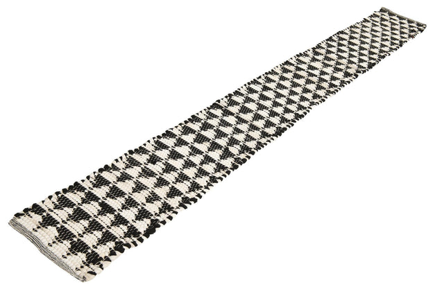 White Black 1' 2 x 10' Chindi Jute Table Runner