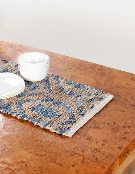 Navy Blue 1' 2 x 6' 1 Chindi Jute Table Runner Area Rug Decorative Dining Room Kitchen All Natural Material Table Cover Interior Design Home Decor Carpet Mat for Sale at Rug Engine