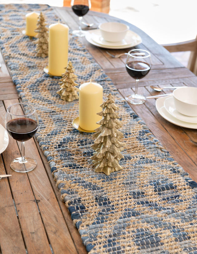 Navy Blue 1' 2 x 5' 1 Chindi Jute Table Runner